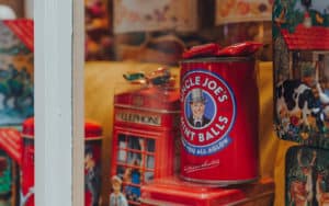 memories of childhood and candy - candy tins in shop window Image