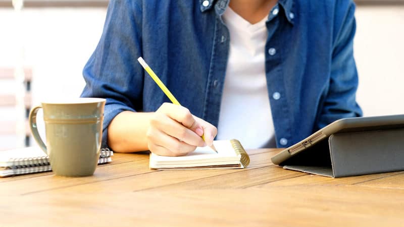 Student taking online college class Image