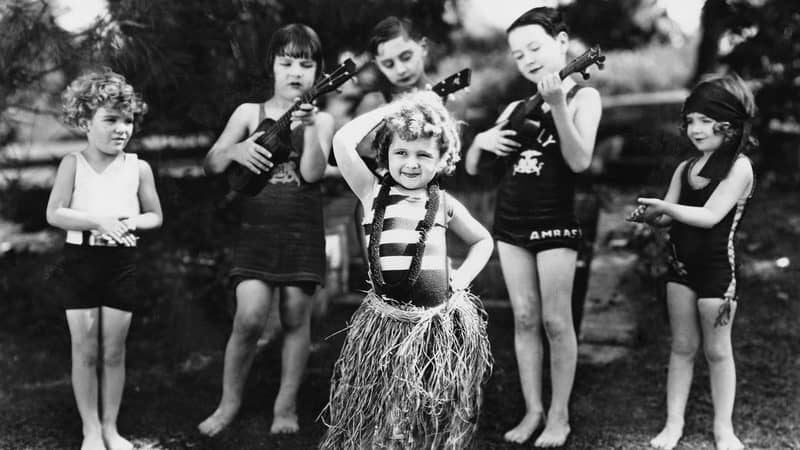 kids performing black and white old photograph Image