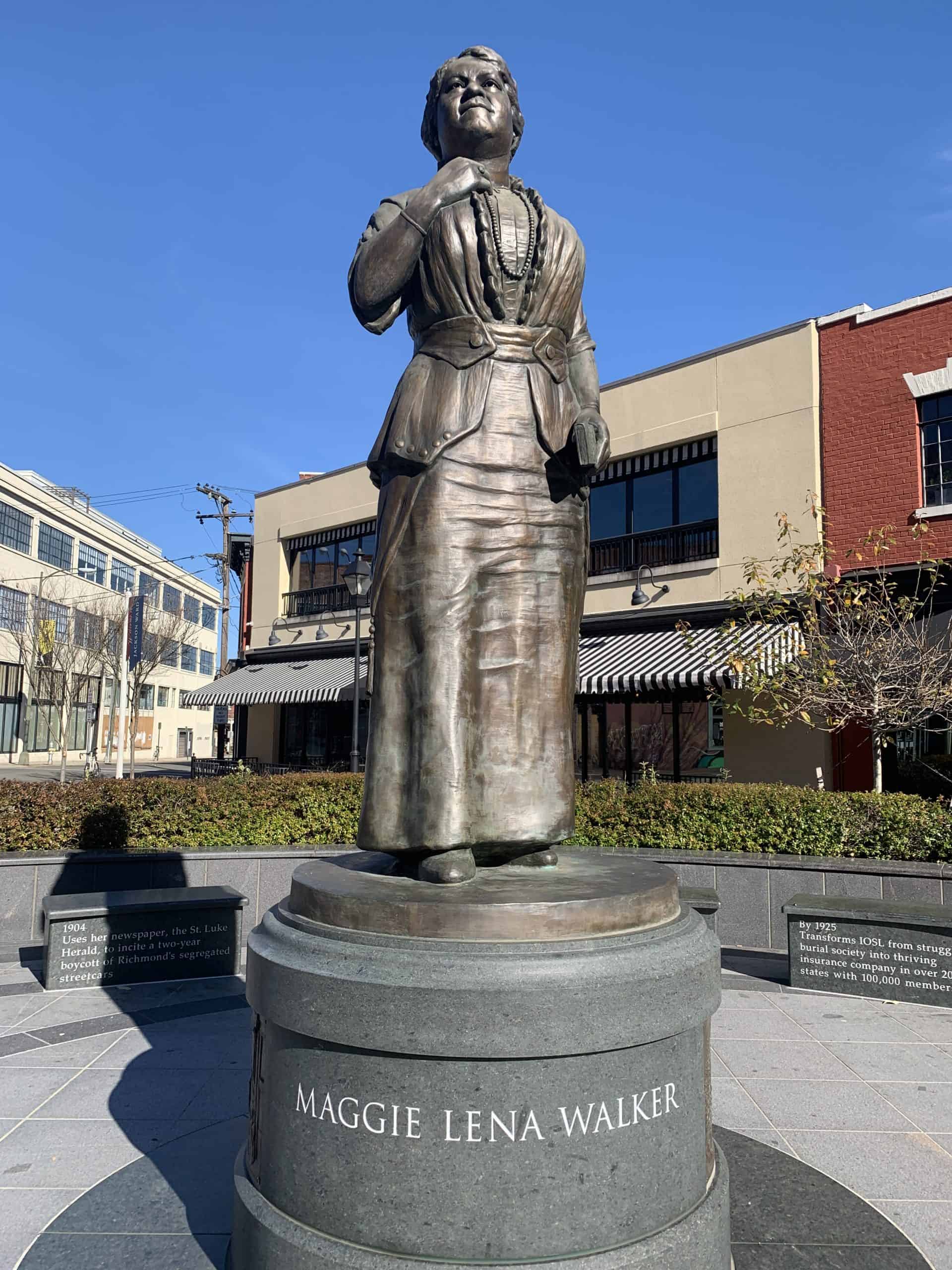 Maggie Walker statue in Jackson Ward on Broad Street, Richmond, Virginia