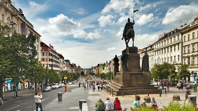 Wenceslas Square, Prague, Czechoslovakia. Rick Steves' Czech Out Prague