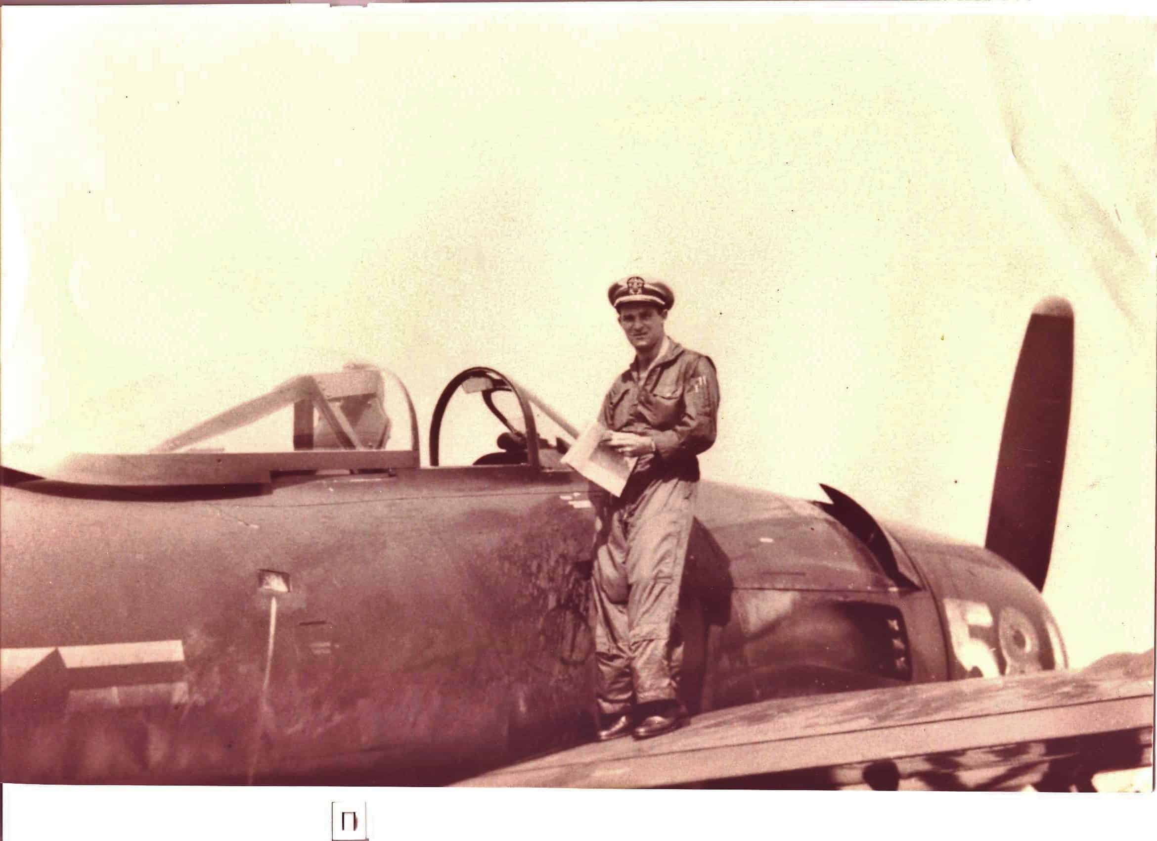 Commander W. T. Spriegel with his Navy plane