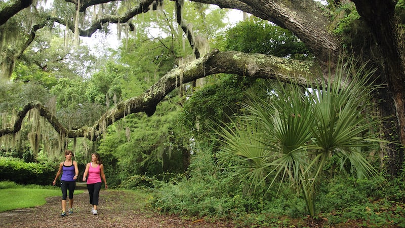 Two women walking at Hilton Head Resort, exercise to achieve the perfect post-pandemic body