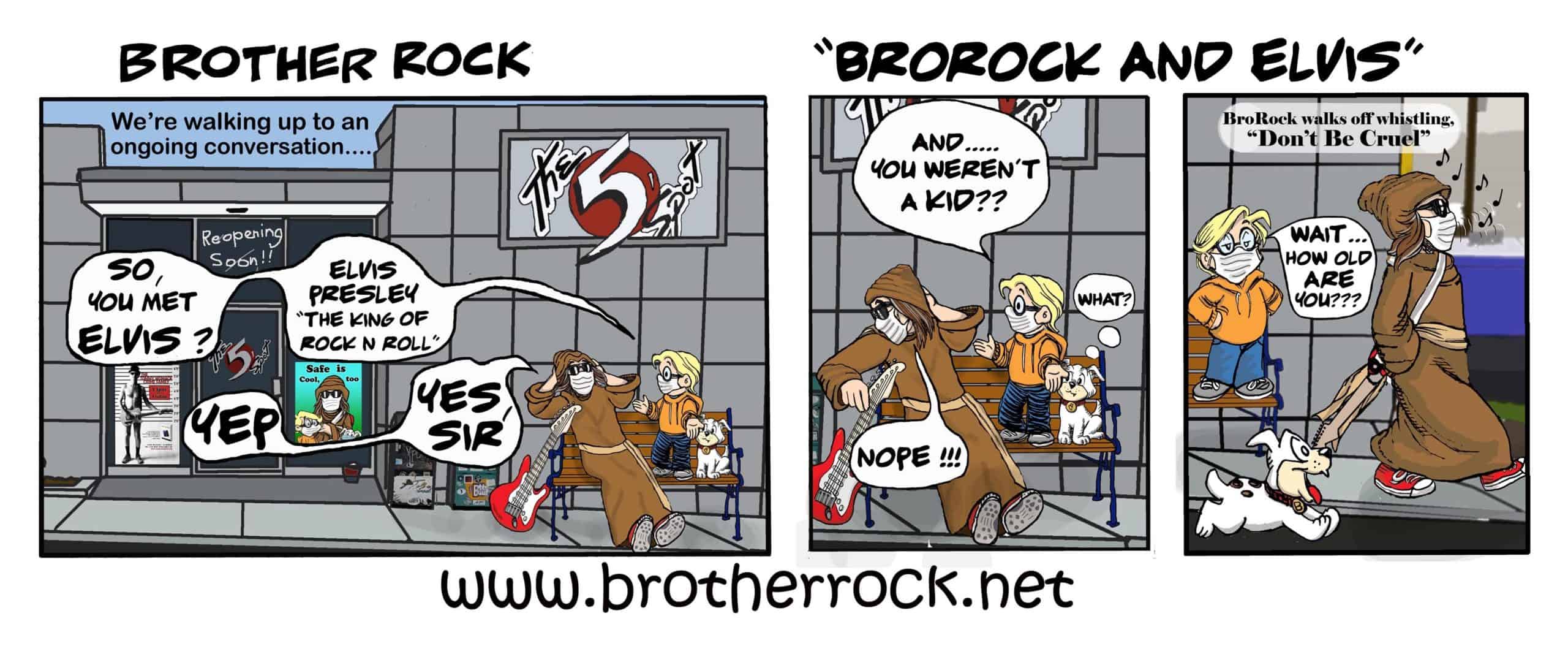 Brother Rock music cartoon: Elvis - Brother Rock knew Elvis, the King