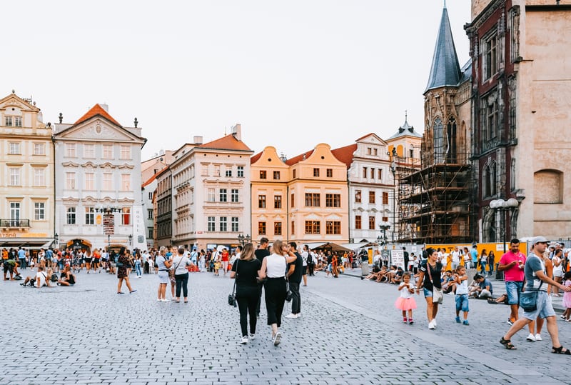 Old Town Square in Prague, Czechoslovakia