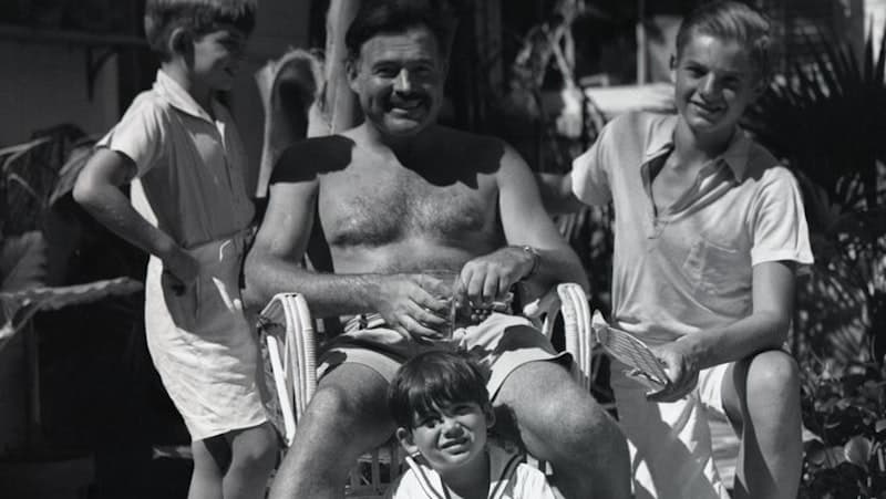 Ernest Hemingway with his three sons, Jack, Patrick, and Gregory at his Key West home. CREDIT: Star Tribune