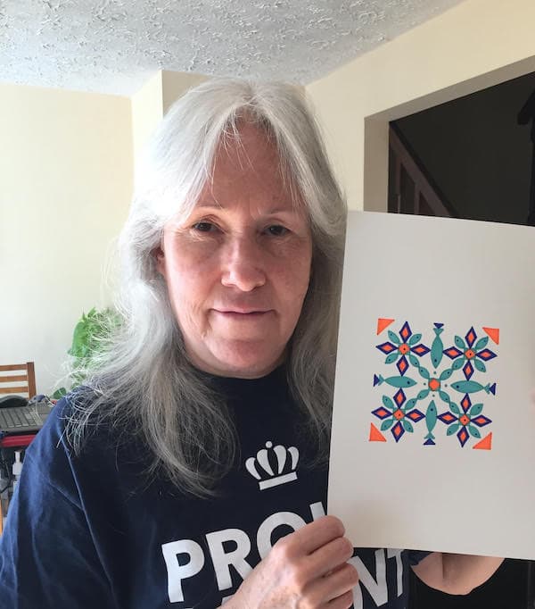 Maria Cristina Rosas with her kolam