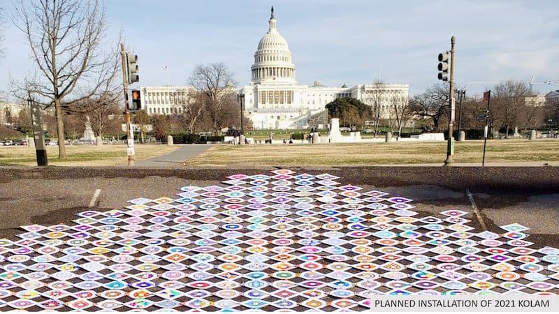 A visualization of the Kolam Art Installation in DC in front of the U.S. Capitol Image