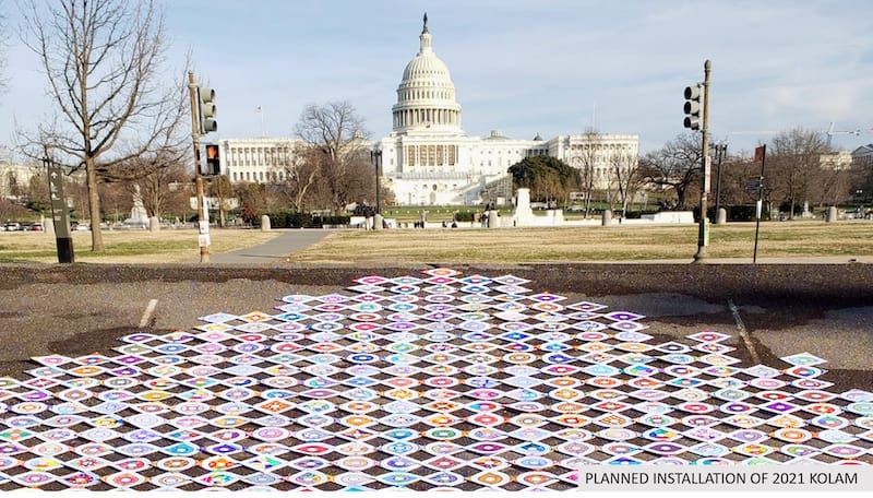 A visualization of the Kolam Art Installation in DC in front of the U.S. Capitol
