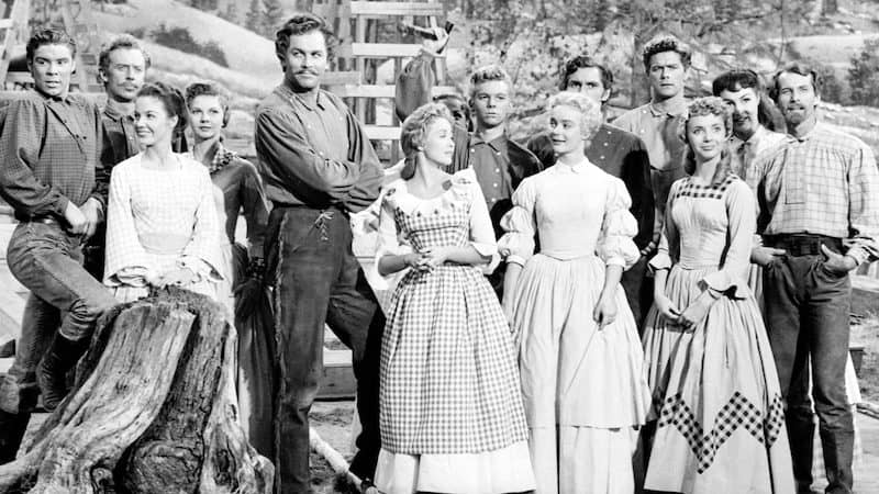 Ruta Lee at far right front with the cast of Seven Brides for Seven Brothers - MGM Image