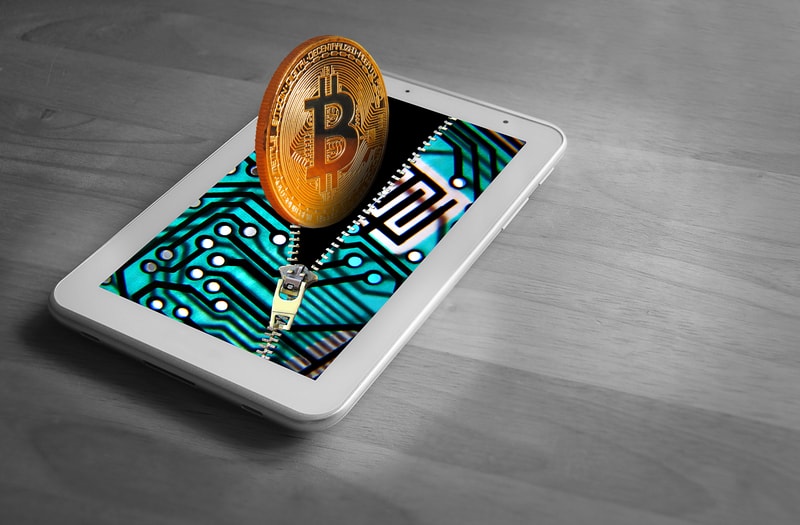 Bitcoin simulation cryptocurrency going into virtual wallet