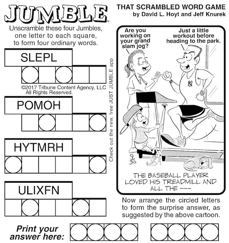 Jumble puzzle to score a mental hit