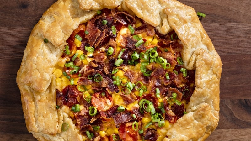 Corn, tomato, and bacon galette recipe