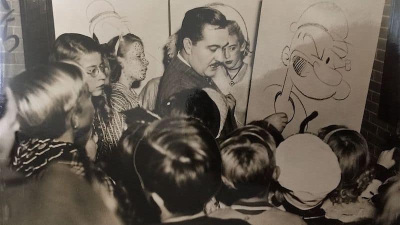 Bela Zaboly's drawing session with children. Photo courtesy of Jonathan Lozovsky. In an early history of Popeye the sailor man