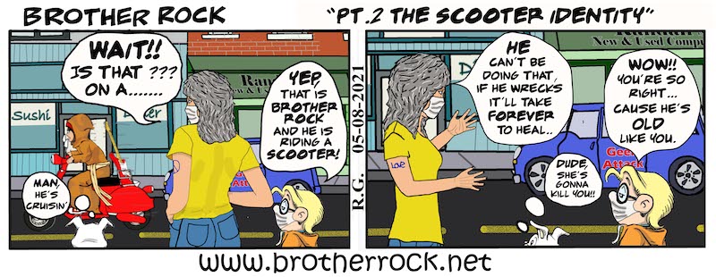 Brother Rock rocks his scooter: the comic strip by Nashville musician Randy Gabbard