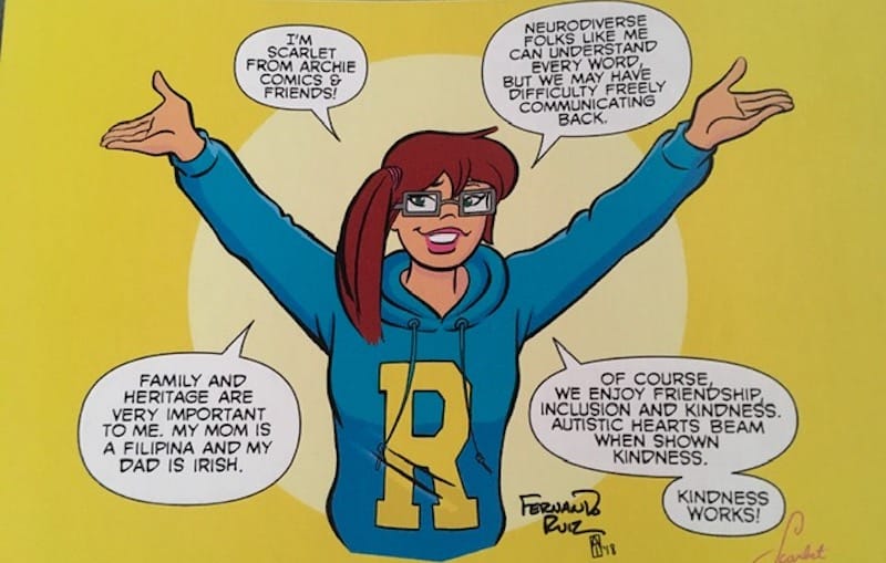 Scarlet, a new Archie character with autism, in article on Nancy Silberkleit navigating an unexpected career change