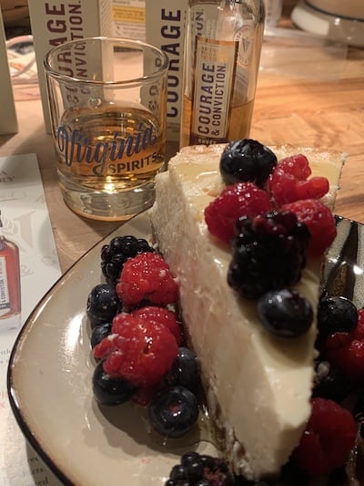 Virginia Distillery Courage & Conviction Cuvee Cask paired with cheesecake