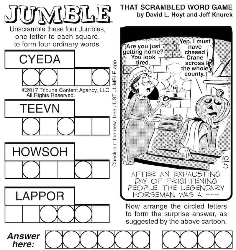 Jumble unscramble the words puzzle