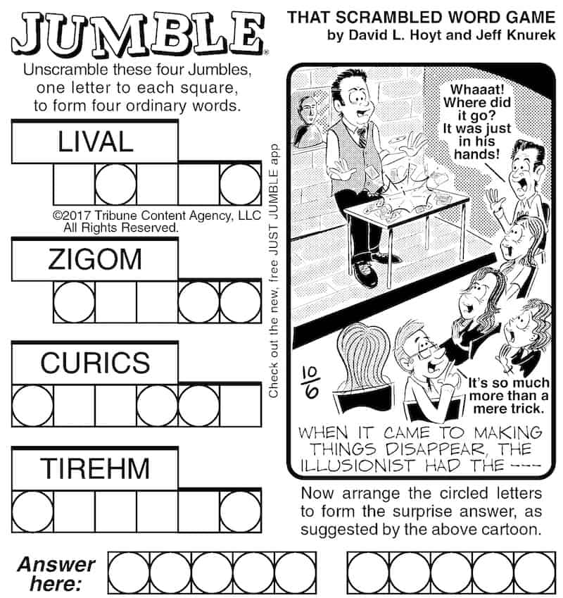 Jumble puzzle brain magic