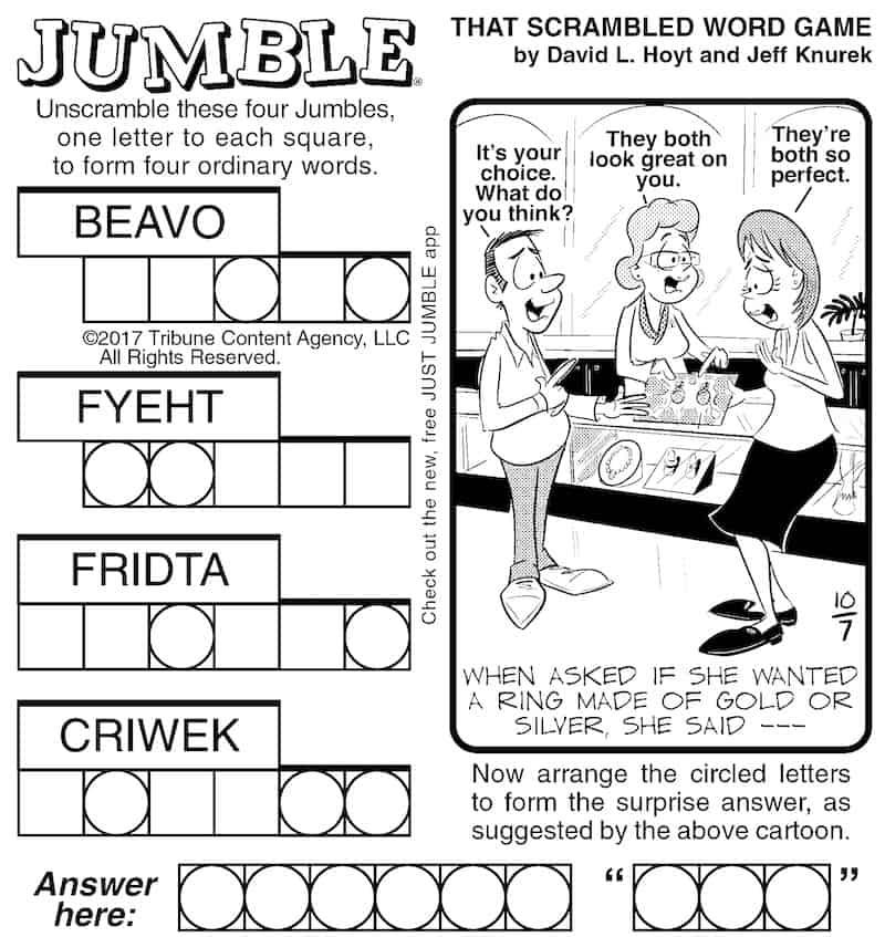 A New Jumble Puzzle, Plus Jumble for Kids BOOMER Magazine