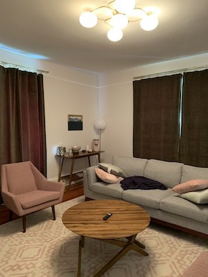 Common living room at the B&B at Camp Trapezium in Amherst