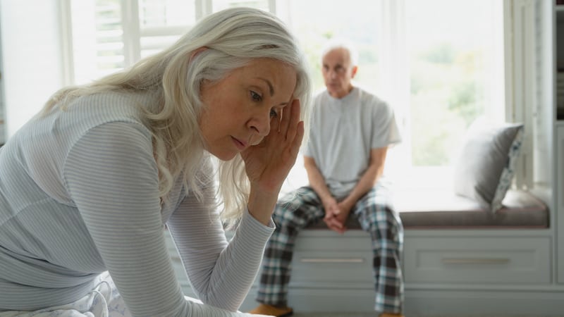 Reluctant middle-aged groom in a fight with fiancee