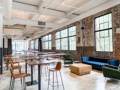 The seating at the Selvedge Brewing brewpub