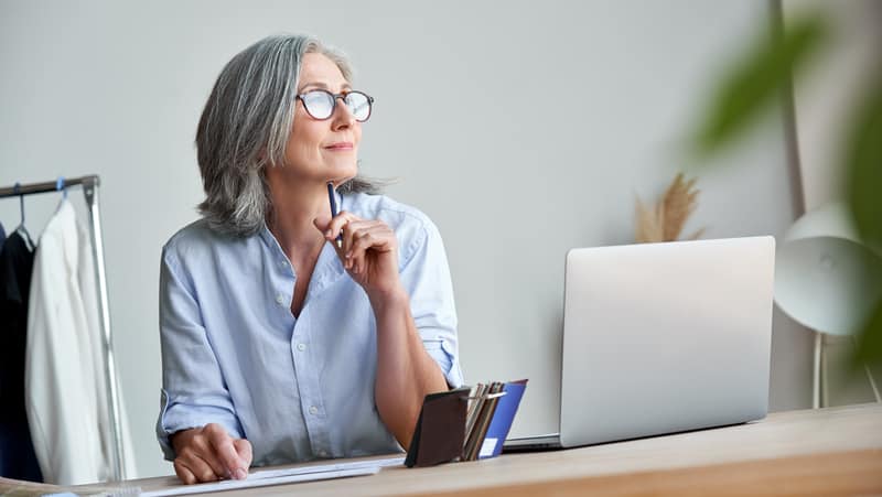 inspired woman pondering ideas, for Finding the courage to start again