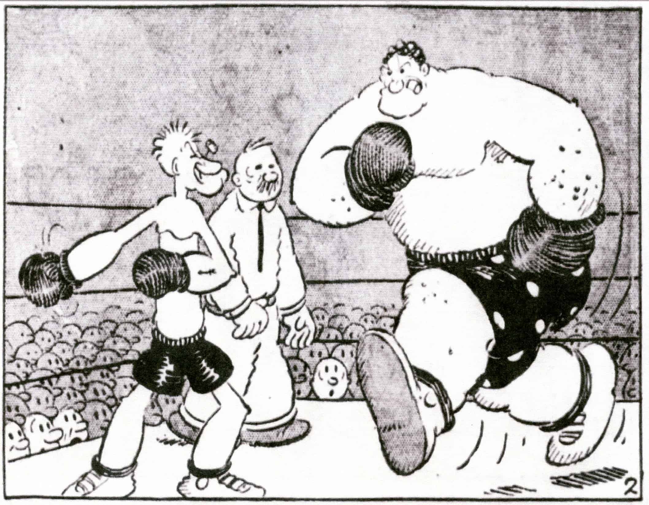 An unamed referee resembling J. Wellington Wimpy debuted in the Thimble Theatre comic strip on May 3 1931. By E.C. Segar