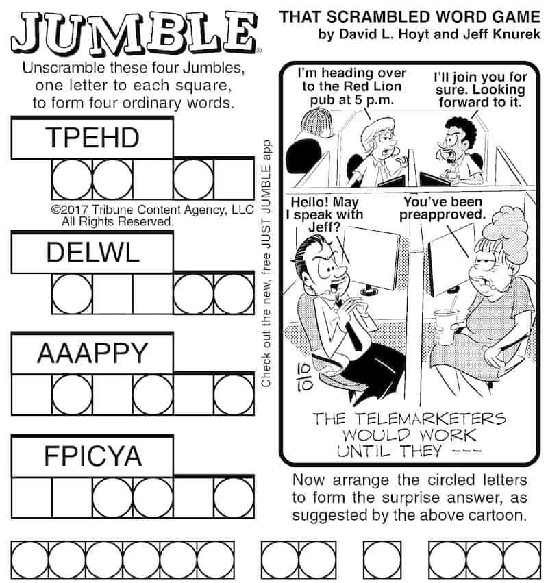 Jumble puzzle for Boomer magazine