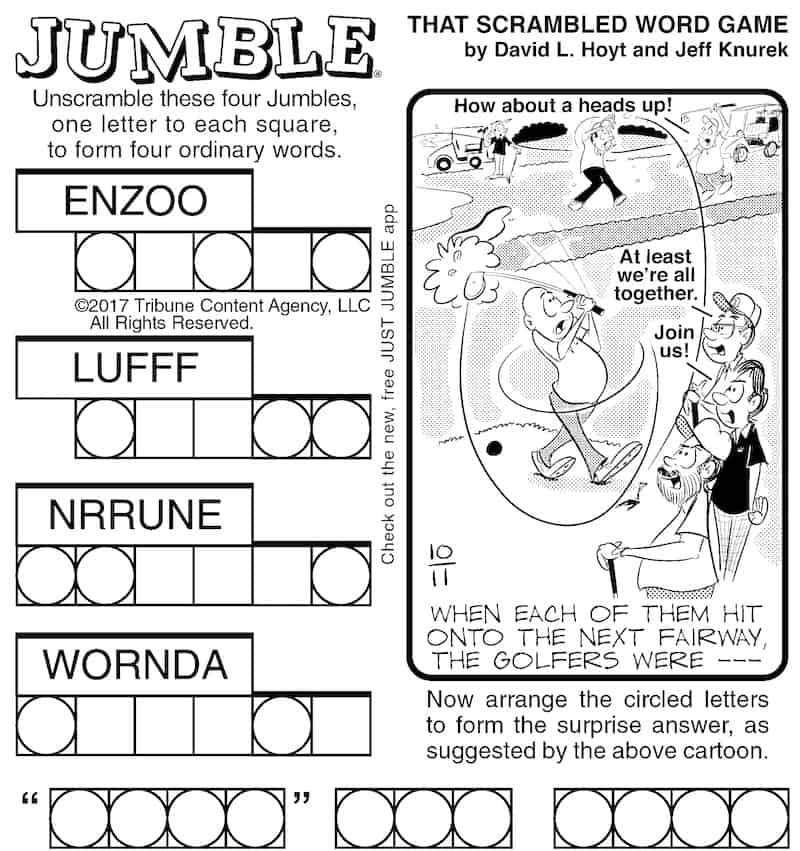 Classic Jumble puzzle for brain building exercise and fun