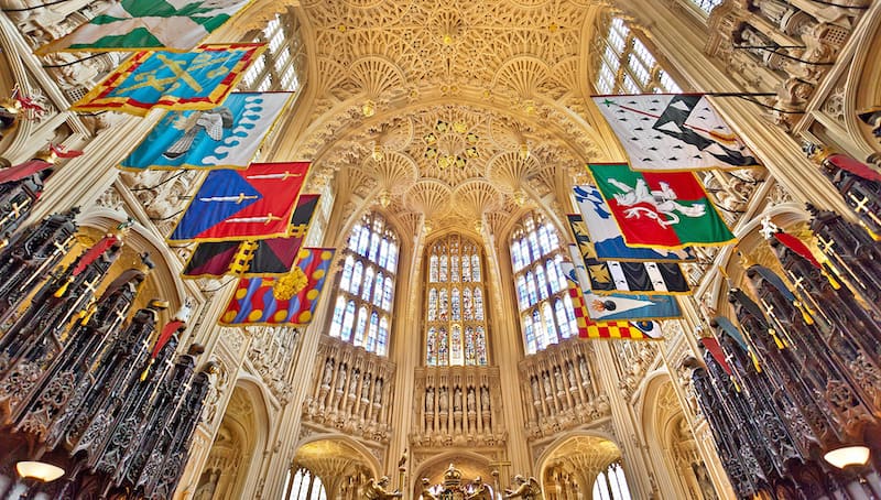 priceless Westminster Abbey artifacts - looking up at the towering, grand interior