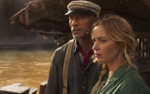 : Dwayne Johnson and Emly Blunt in “Jungle Cruise.” CREDIT: Disney+/TNS. For 'Jungle Cruise' movie review Image
