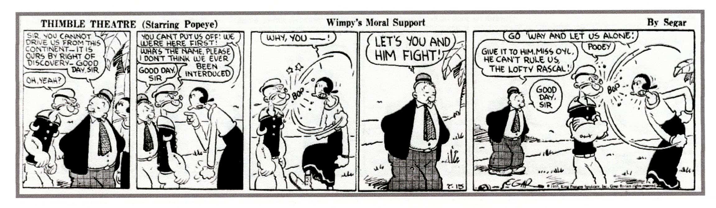 3. Wimpy recites one of his famous one-liners on July 15, 1935 by E.C. Segar