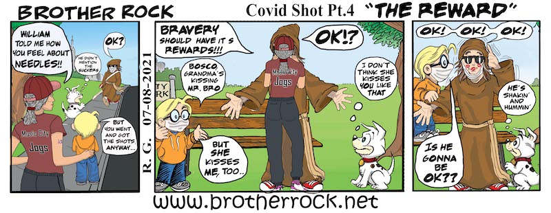 Brother Rock cartoon: Brother Rock's Covid vaccine reward