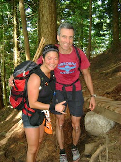 Writer Doug Setter and Trish Dong on the Grouse Grind trail in Canada 