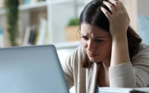 Anxious introvert at laptop Image