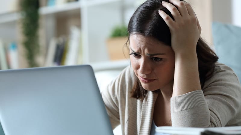 Anxious introvert at laptop