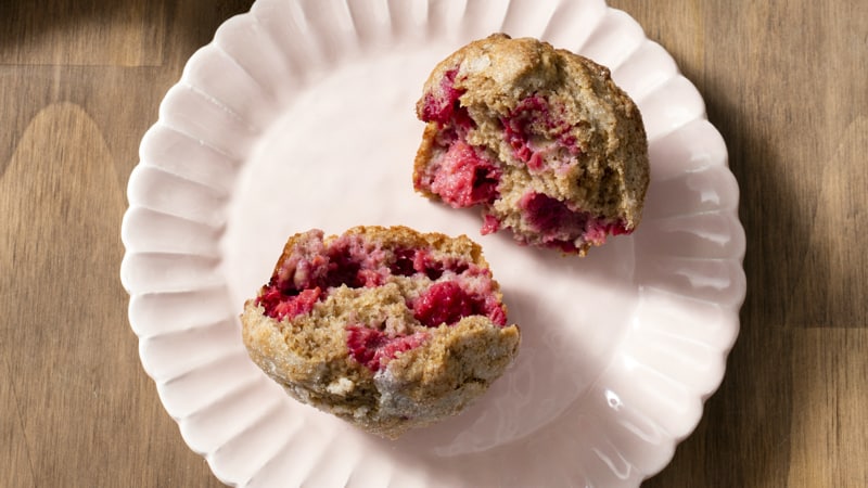 Whole wheat raspberry muffins