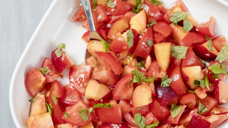 Summer tomato and peach salad