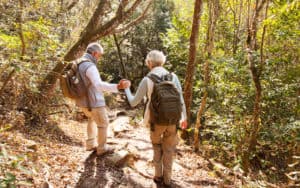 senior couple hiking. photo credit: hongqi zhang dreamstime. For article on 5 Outdoor Exercise Safety Tips Image