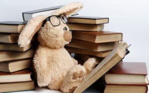 stuffed bunny with books viktoriia novokhatska dreamstime. For Finding your next book to read Image