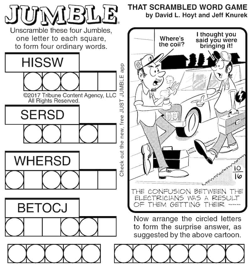 Jumble Puzzles with Blue Collar Clues BOOMER Magazine