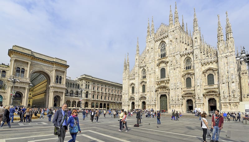 Milan’s main square and cathedral. CREDIT: Cameron Hewitt, Rick Steves’ Europe