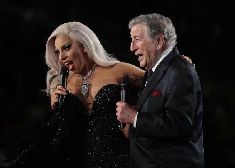 Lady Gaga and Tony Bennett perform at the 57th Annual Grammy Awards at Staples Center in Los Angeles on Sunday, Feb. 8, 2015. (Robert Gauthier/Los Angeles Times/TNS). For article on Tony Bennett’s final performances