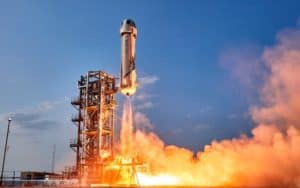 Blue Origin, commercial flight in the New Shepard missile. Photo credit: Blue Origin. For article: Greg Schwem: I want my own Amazon spacecraft Image