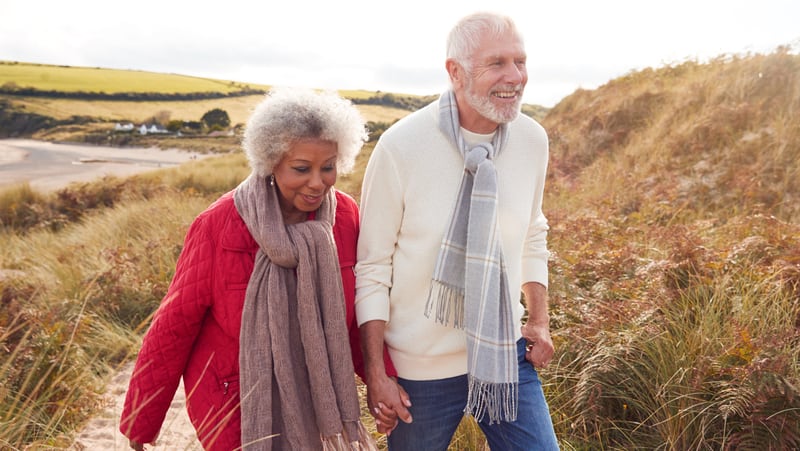 happy older couple Monkey Business Images Dreamstime. For article on tips from longevity expert Dan Buettner