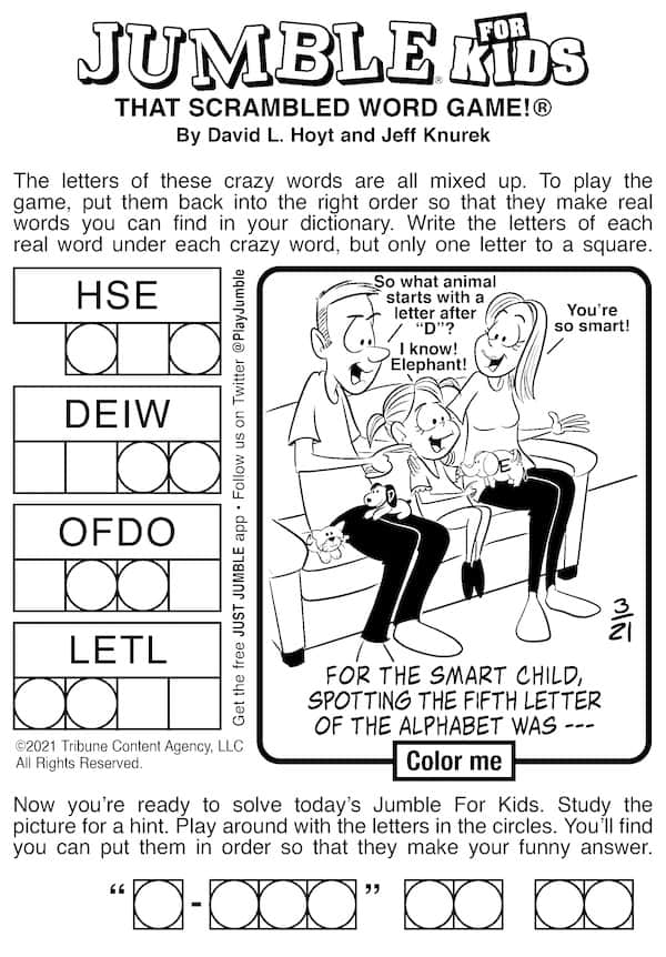 Jumble That Scrambled Word Game Printable