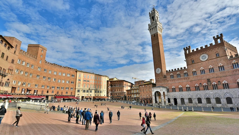Siena's main square and gathering place, Il Campo. For article on Siena, Italy’s best medieval experience
