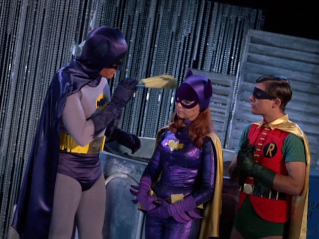 Batman suggests to Batgirl that crime fighting is better left to the men in 'The Ogg Couple' (1967).